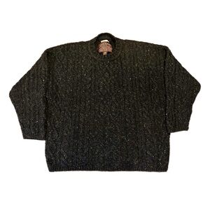 Abercrombie & Fitch Dark Gray Cable Knit Shetland Wool Crewneck Sweater XL
